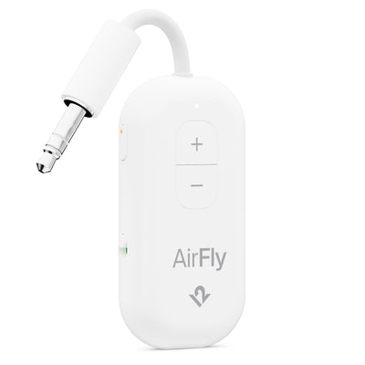 Twelve South AirFly Pro 2 front view showing compact adapter and port for travel convenience