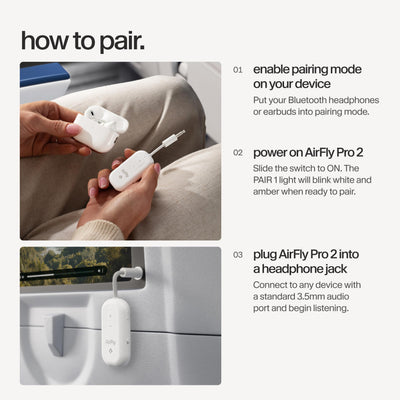 Twelve South AirFly Pro 2 beside smartphone showing pocketable size for travel