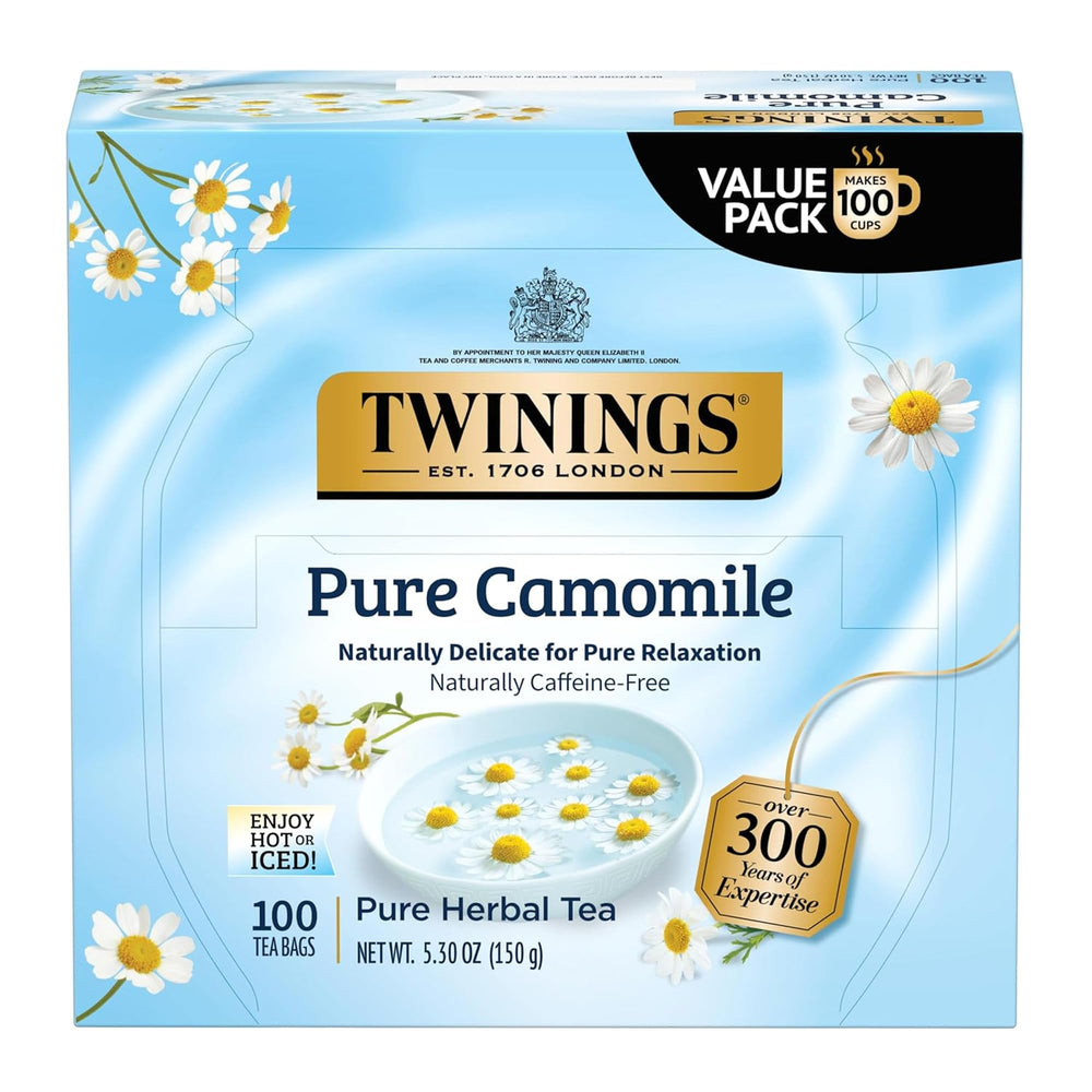 Twinings caja frontal mostrando 100 bolsitas y frescura