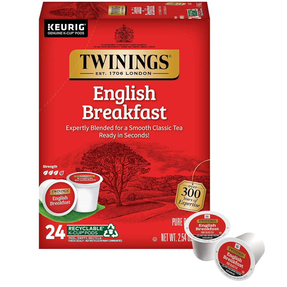 Twinings empaque frontal mostrando 24 cápsulas y beneficio conveniencia