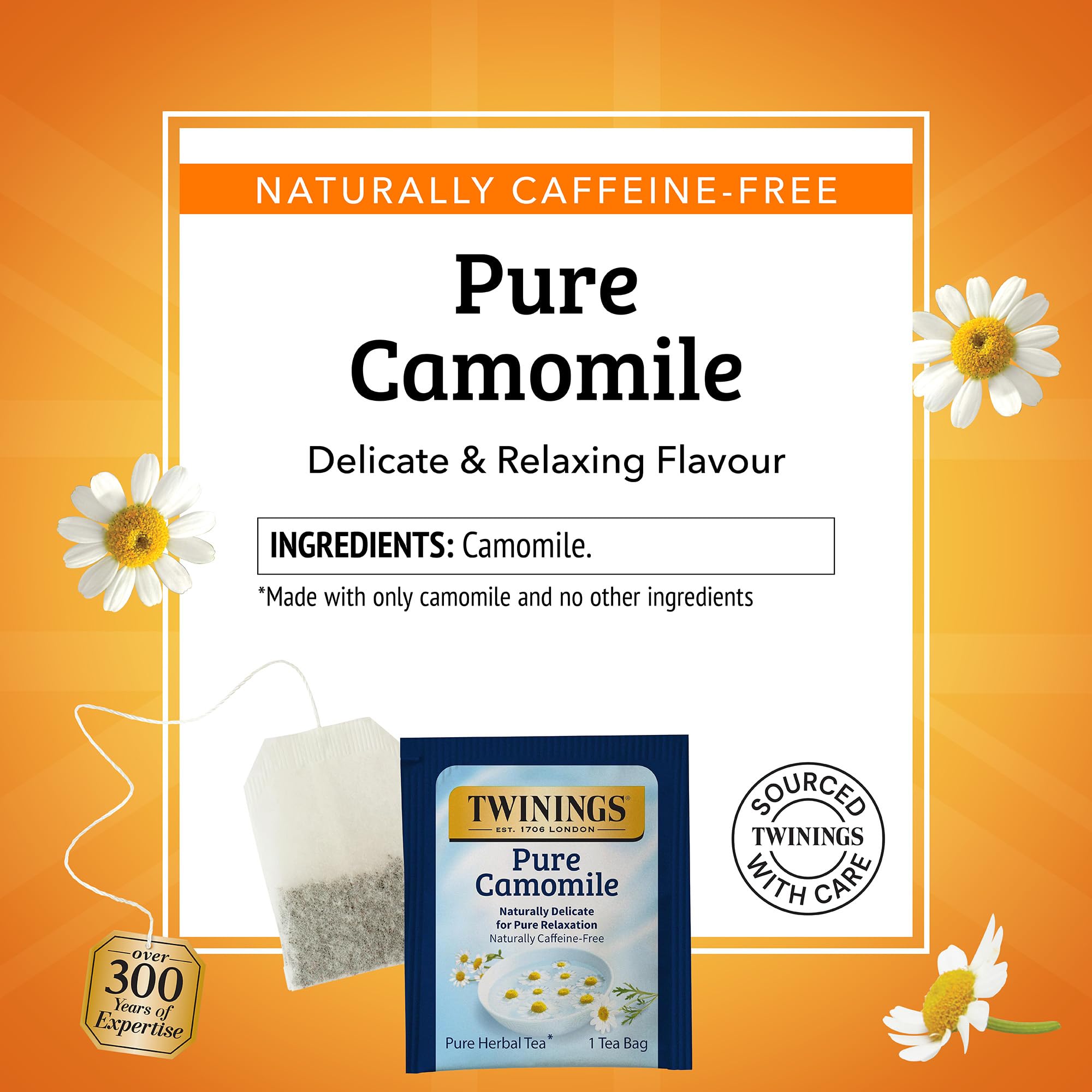 Twinings primer plano flor de manzanilla resaltando pureza