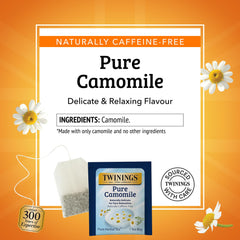 Twinings primer plano flor de manzanilla resaltando pureza