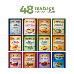 Twinings mezcla de hierbas y frutas en primer plano mostrando calidad