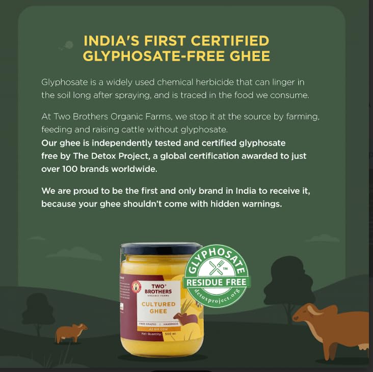 Two Brothers India Farms ghee A2 etiqueta clara ingredientes y beneficios