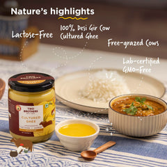 Two Brothers India Farms ghee A2 textura cremosa y color dorado