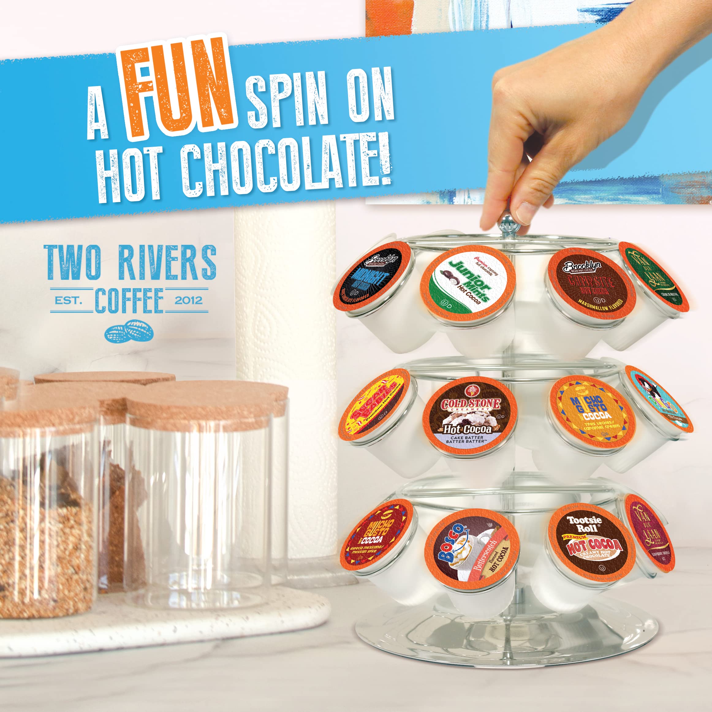 Two Rivers Coffee cápsula insertada en Keurig demostrando uso fácil