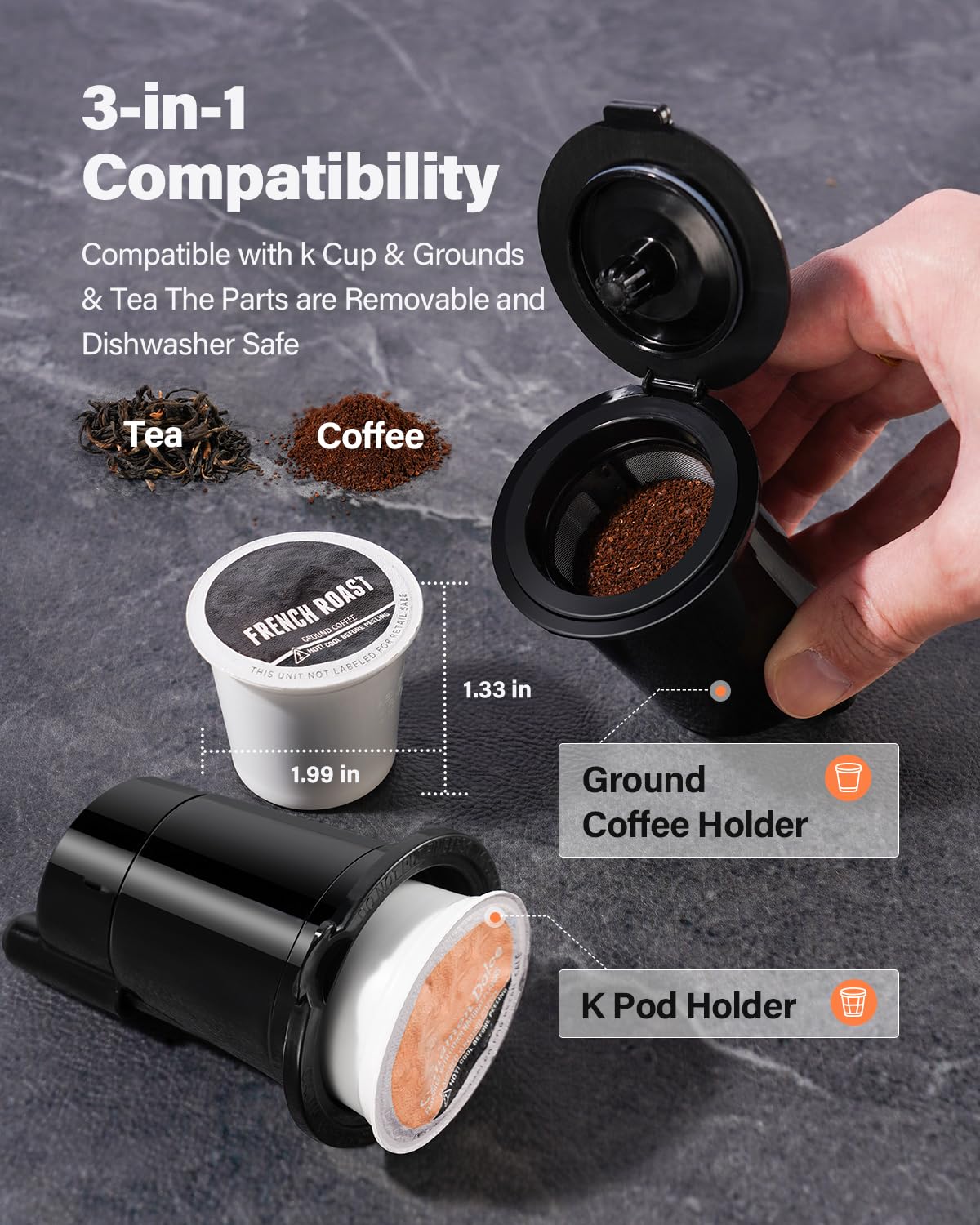 TWOMEOW bandeja extraíble con termo alto para uso con tazas de viaje hasta 6.8 pulgadas