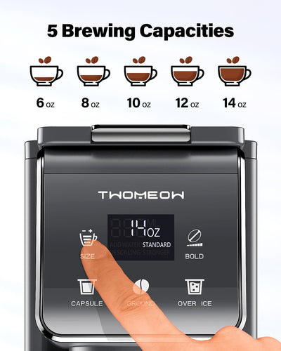 TWOMEOW drip tray with travel mug demonstrating spill-free taller cup fit