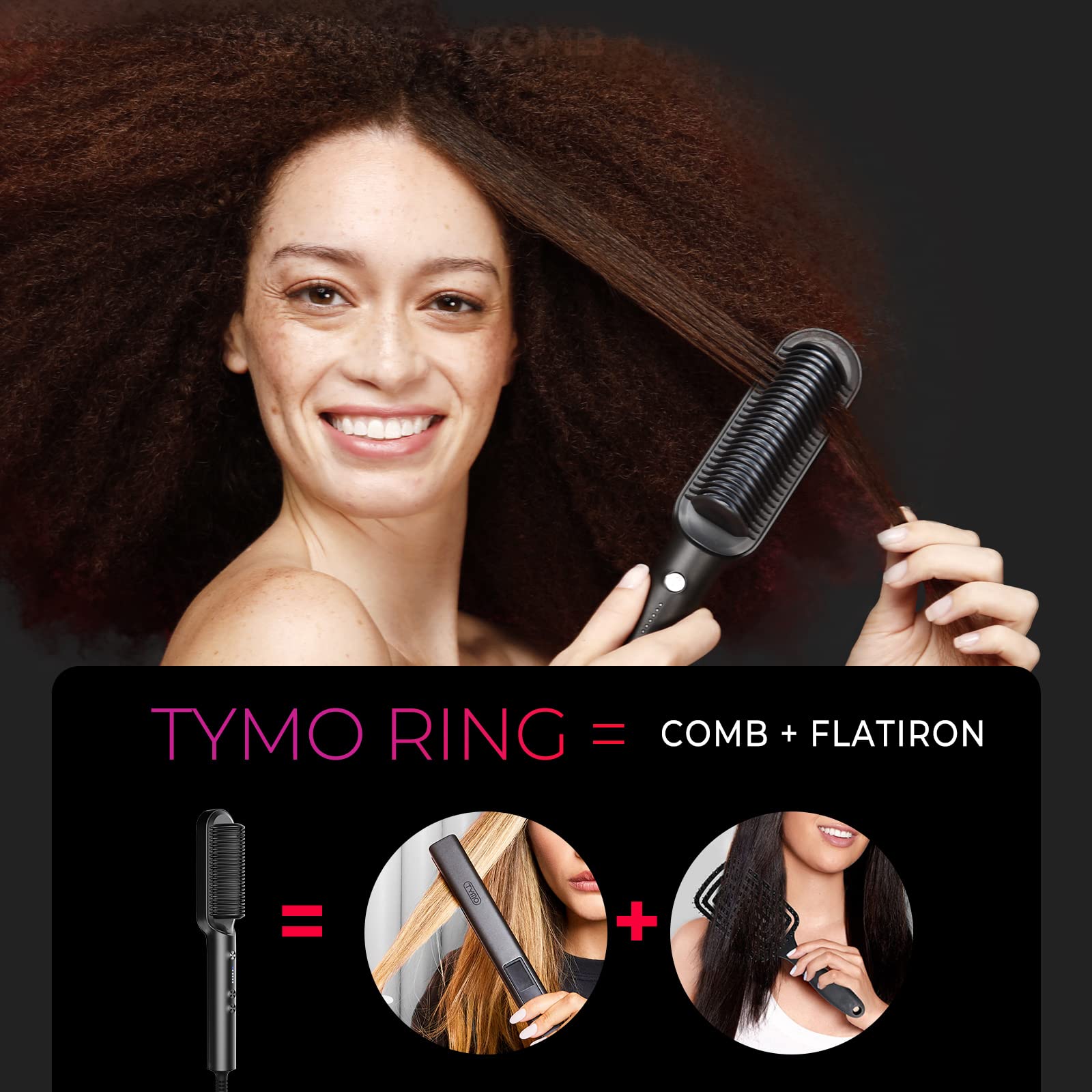 TYMO close-up of 3D brush teeth demonstrating smoother, faster straightening