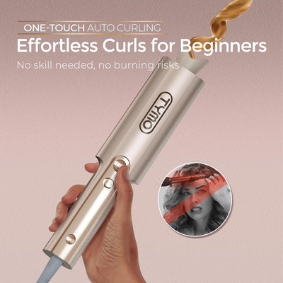TYMO CurlPro Plus long barrel close-up showing ceramic surface for even heat and smooth curls