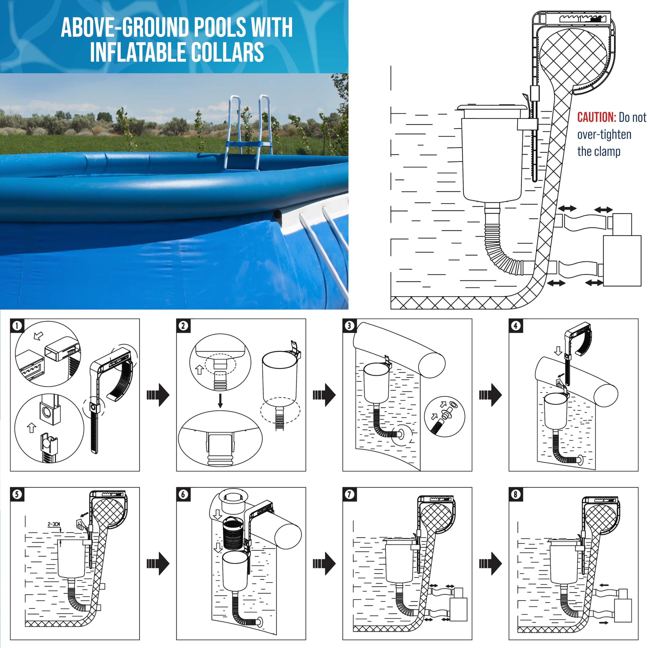 U.S. Pool Supply skimmer junto a regla para escala, tamaño compacto práctico