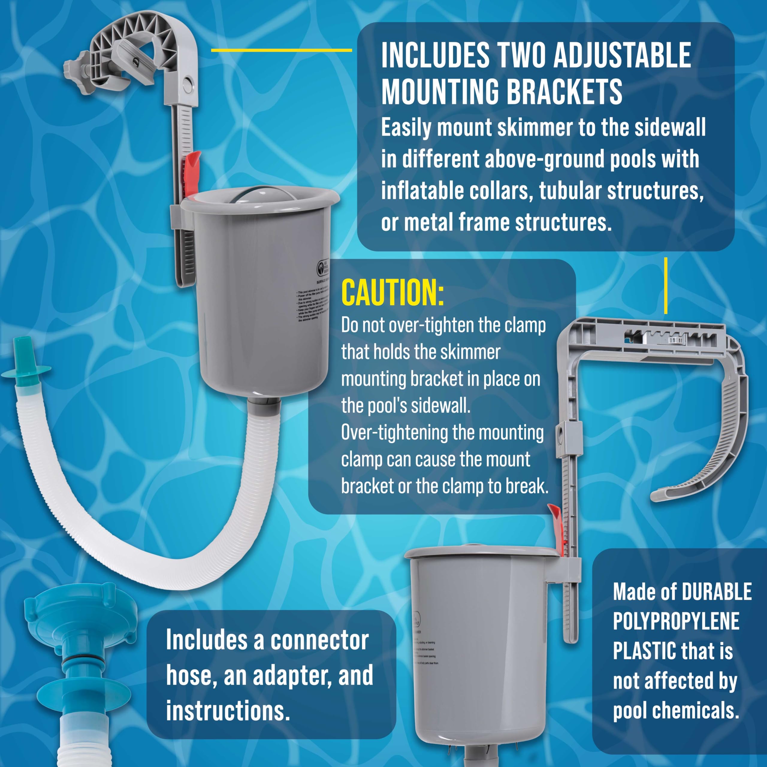U.S. Pool Supply soporte ajustable montado, adaptación a distintos muros