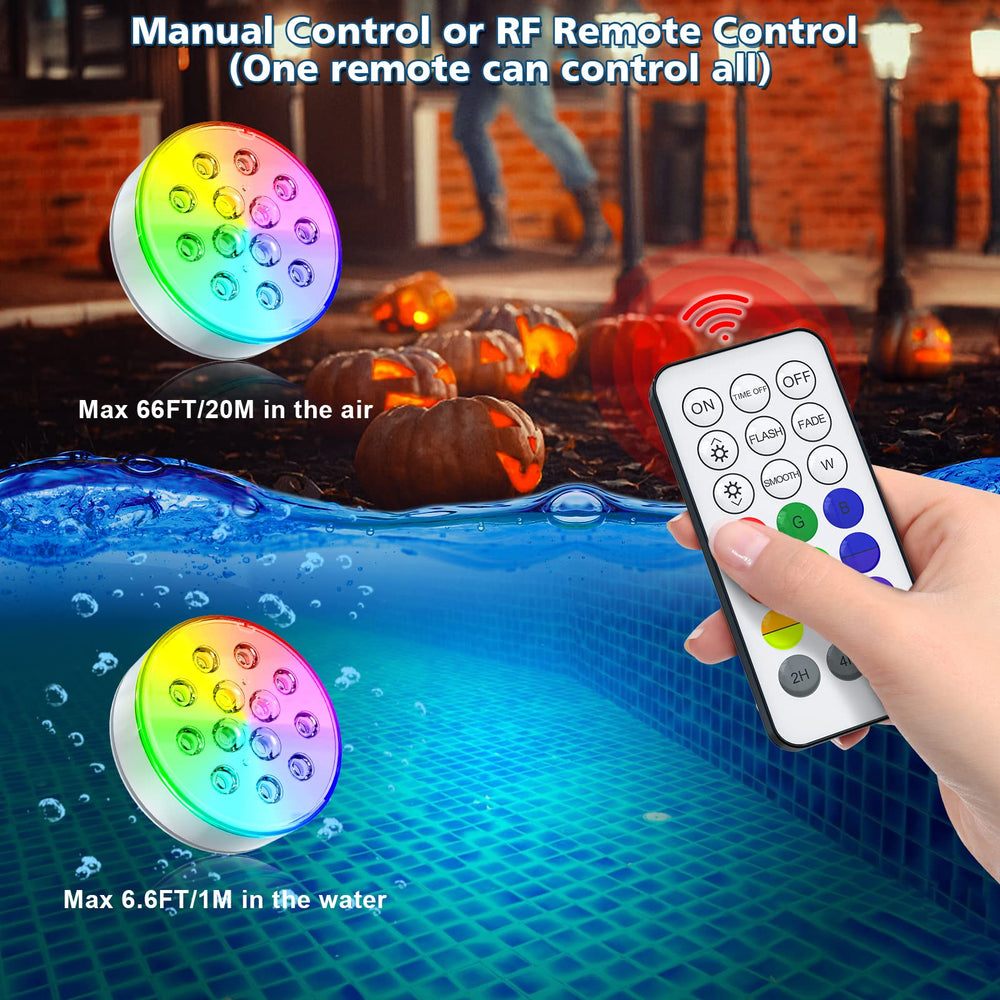 U UZOPI RF remote beside a light showing timer and color controls for convenience