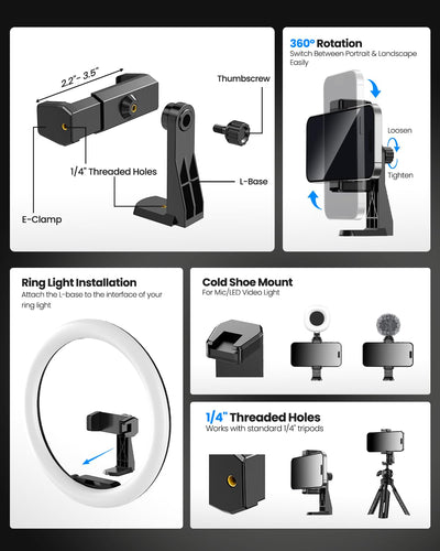 UBeesize ring light next to smartphone showing scale and portable size