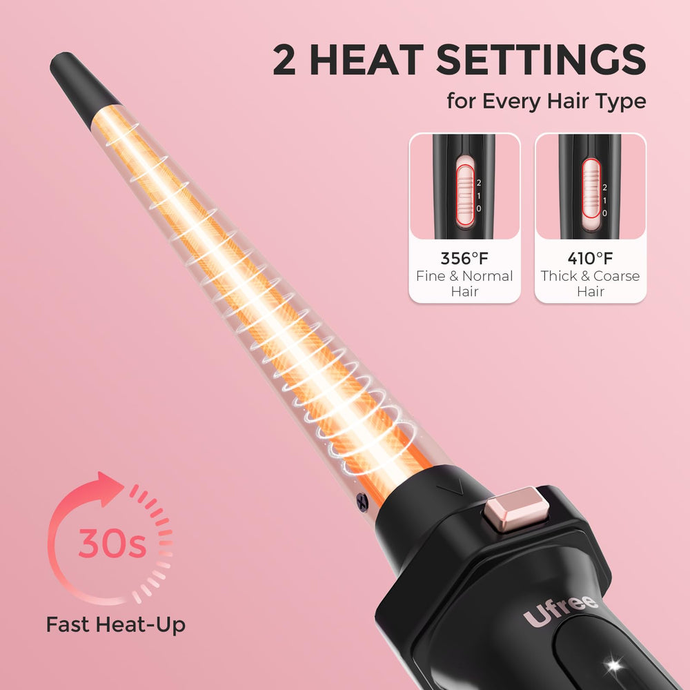 Ufree ceramic barrel closeup highlighting even heat distribution