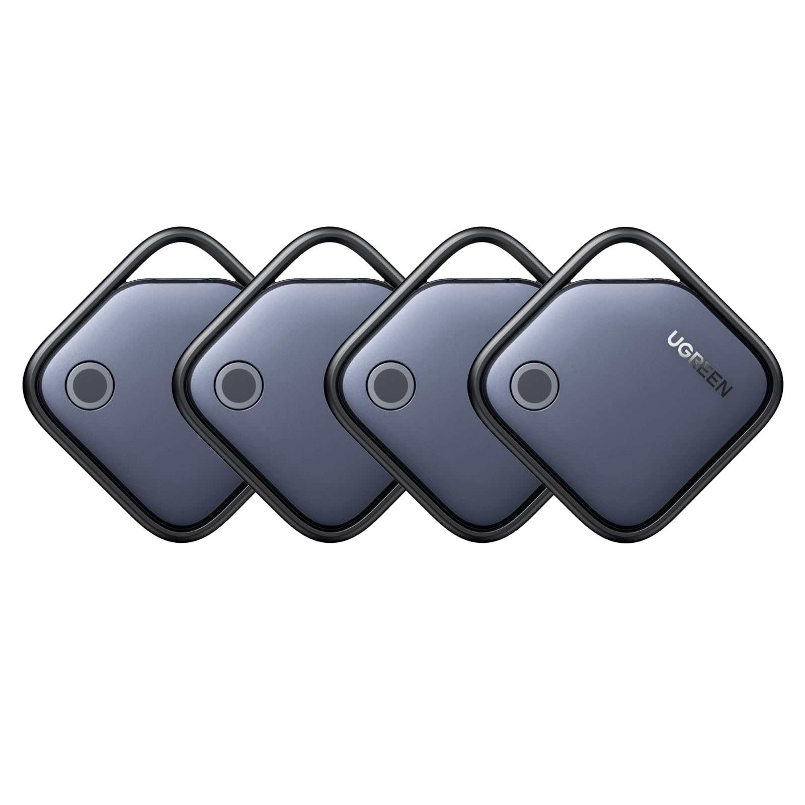 UGREEN FineTrack pack frontal mostrando cuatro rastreadores y beneficio de localización rápida