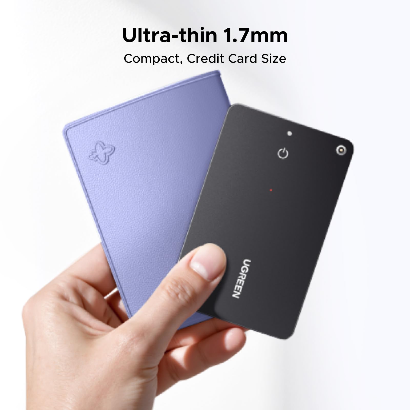 UGREEN FineTrack Slim S junto a monedas para comparar escala y delgadez