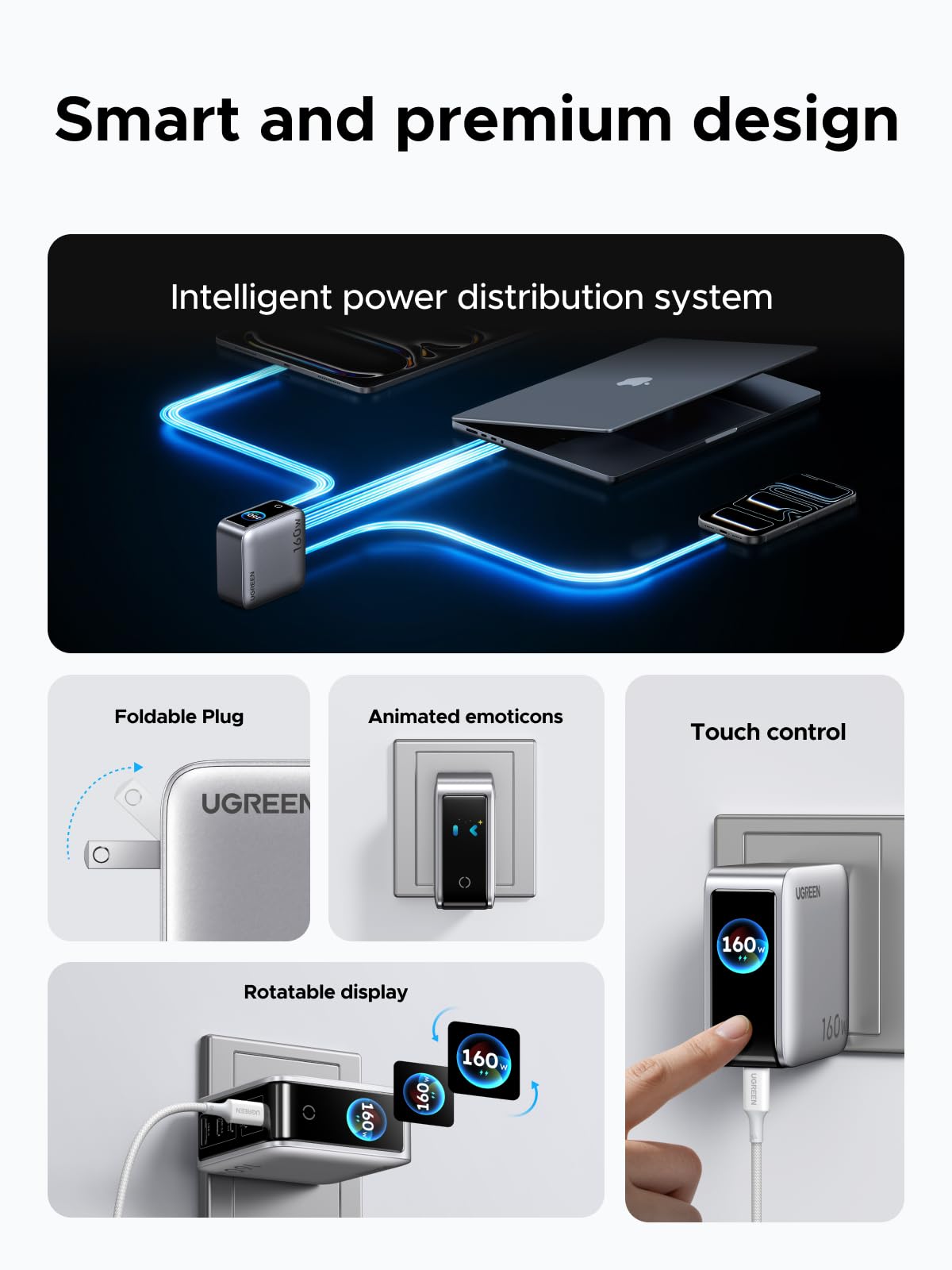 UGREEN Nexode Pro clavija plegable guardada para transporte seguro