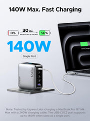 UGREEN Nexode Pro puertos USB-C y USB-A mostrando compatibilidad múltiple