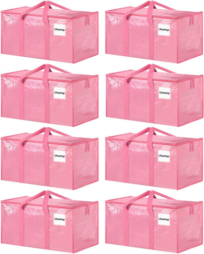 ukeetap front view of eight pink bags showing quantity and storage benefit