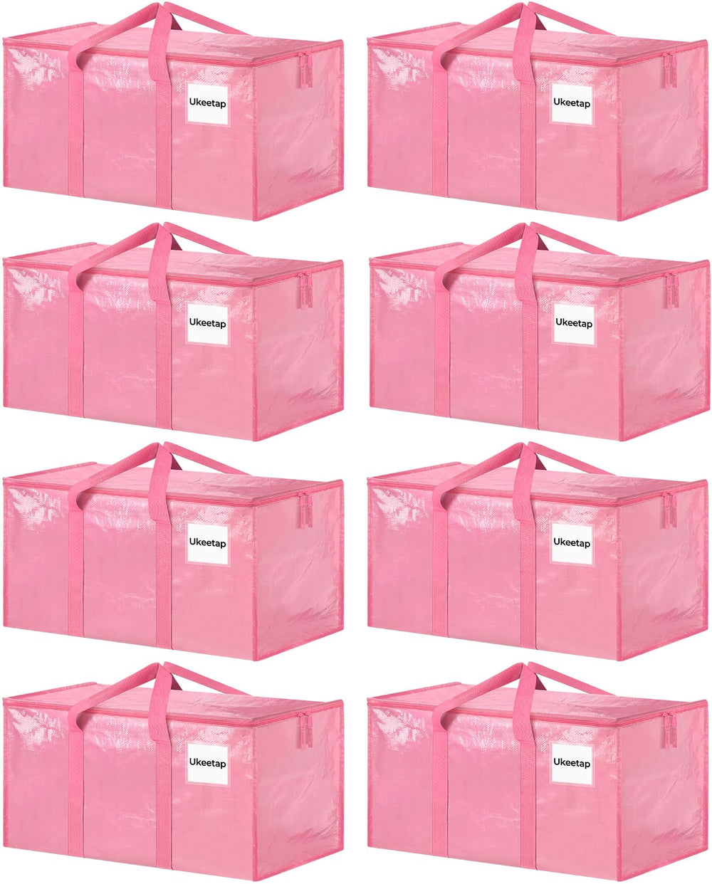 ukeetap front view of eight pink bags showing quantity and storage benefit