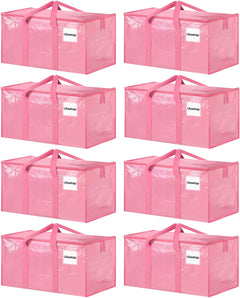 ukeetap front view of eight pink bags showing quantity and storage benefit