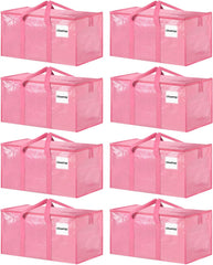 ukeetap front view of eight pink bags showing quantity and storage benefit