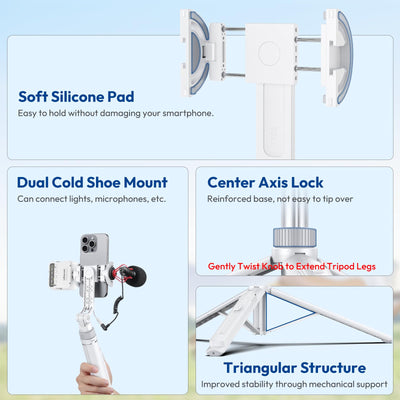 ULANZI tripod leg with hidden hook for overhead shots benefit