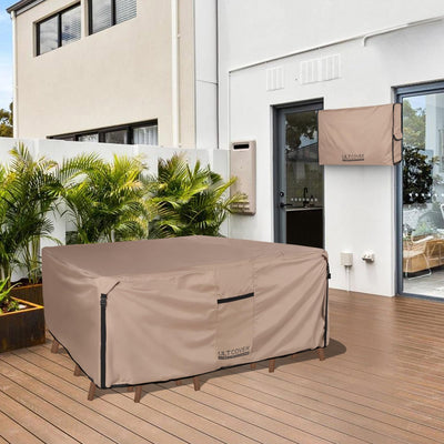 ULTCOVER in-use image covering dining set for low maintenance outdoors