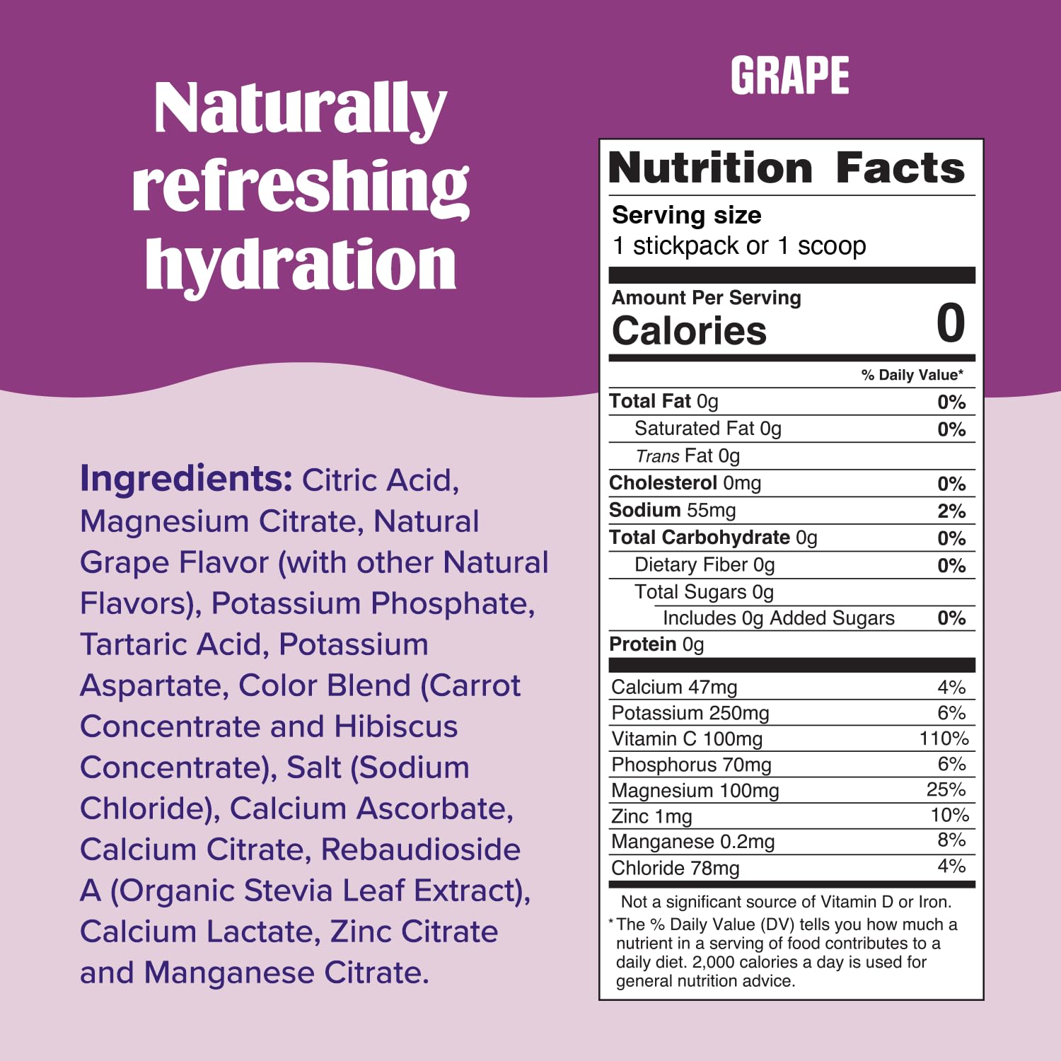 Ultima Replenisher grape powder texture showing fine mixability and no sugar