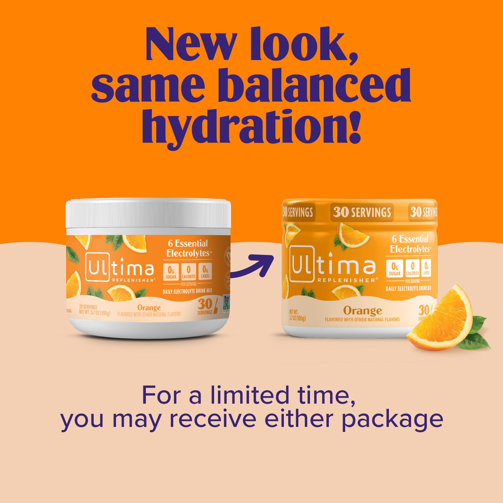 Ultima Replenisher orange powder texture in hand showing fine mixability benefit