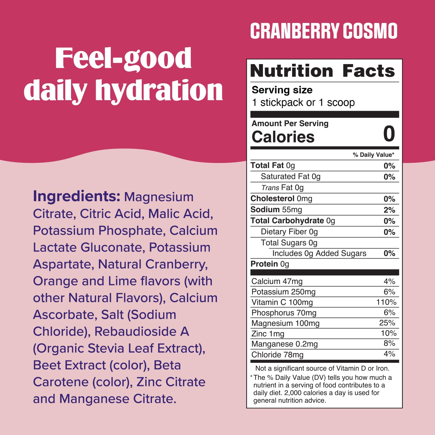 Polvo fino Cranberry Cosmo de Ultima Replenisher mostrando textura y mezcla