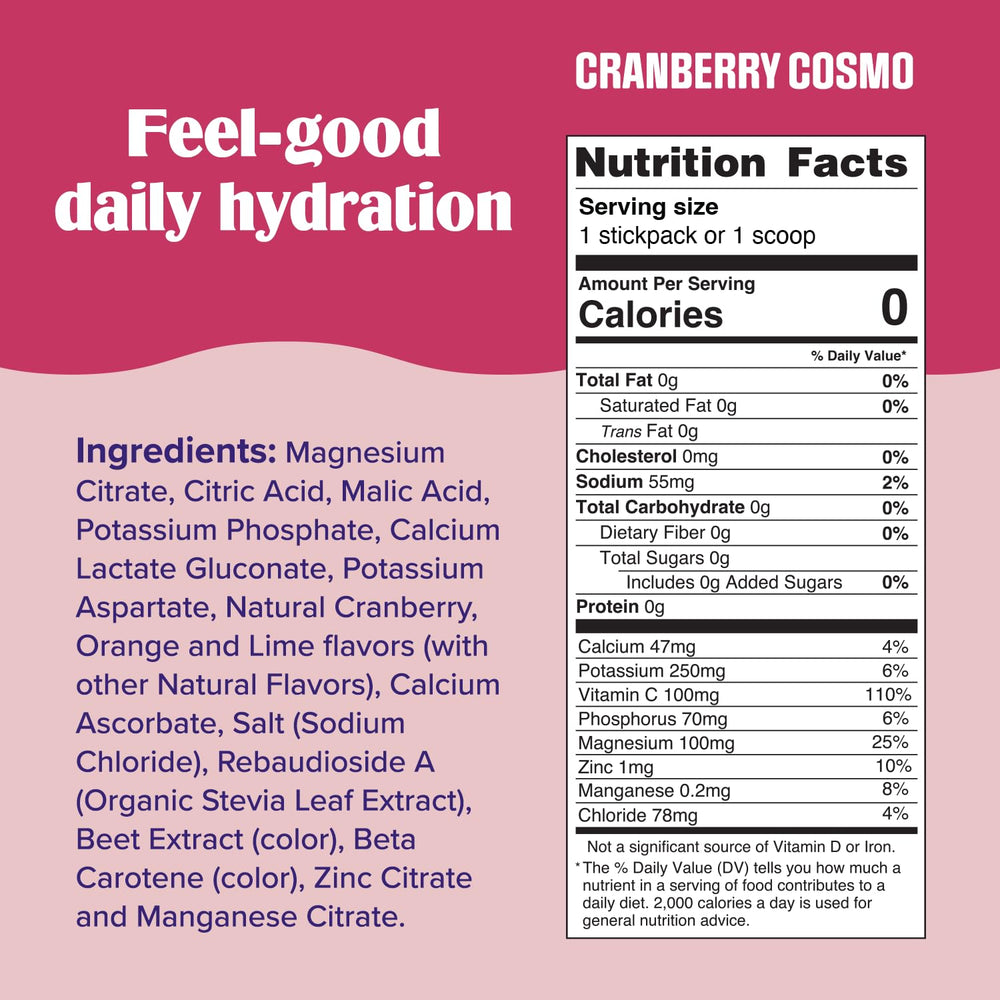 Polvo fino Cranberry Cosmo de Ultima Replenisher mostrando textura y mezcla