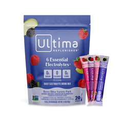 Ultima Replenisher frente del empaque mostrando 20 stickpacks y beneficios