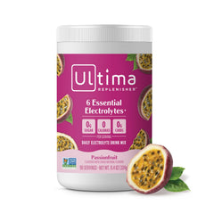 Ultima Replenisher lata frente mostrando diseño y beneficio hidratación diaria