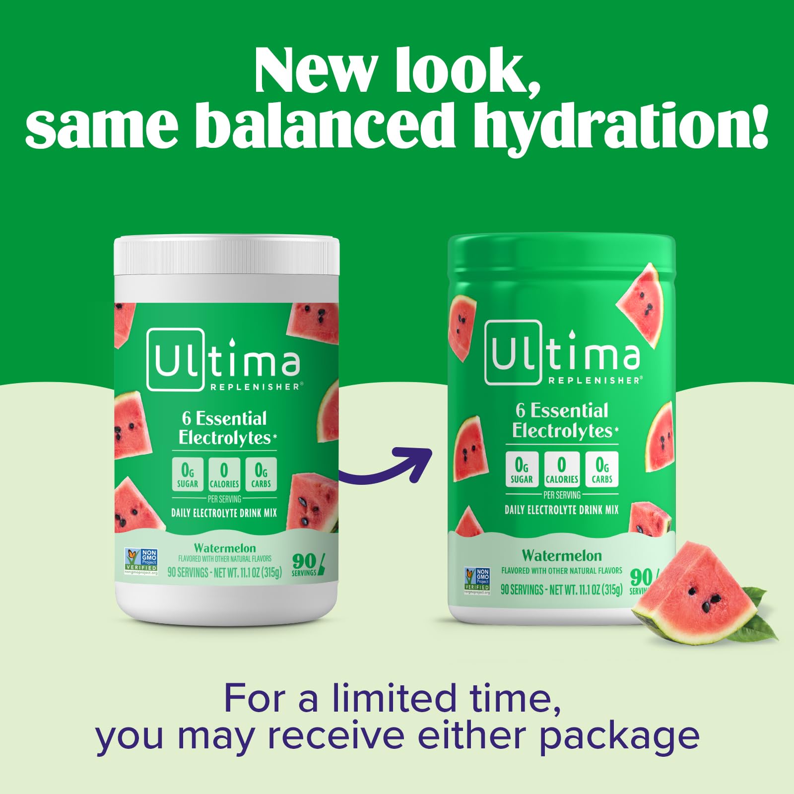 Ultima Replenisher vaso preparado con agua, hidratación refrescante instantánea