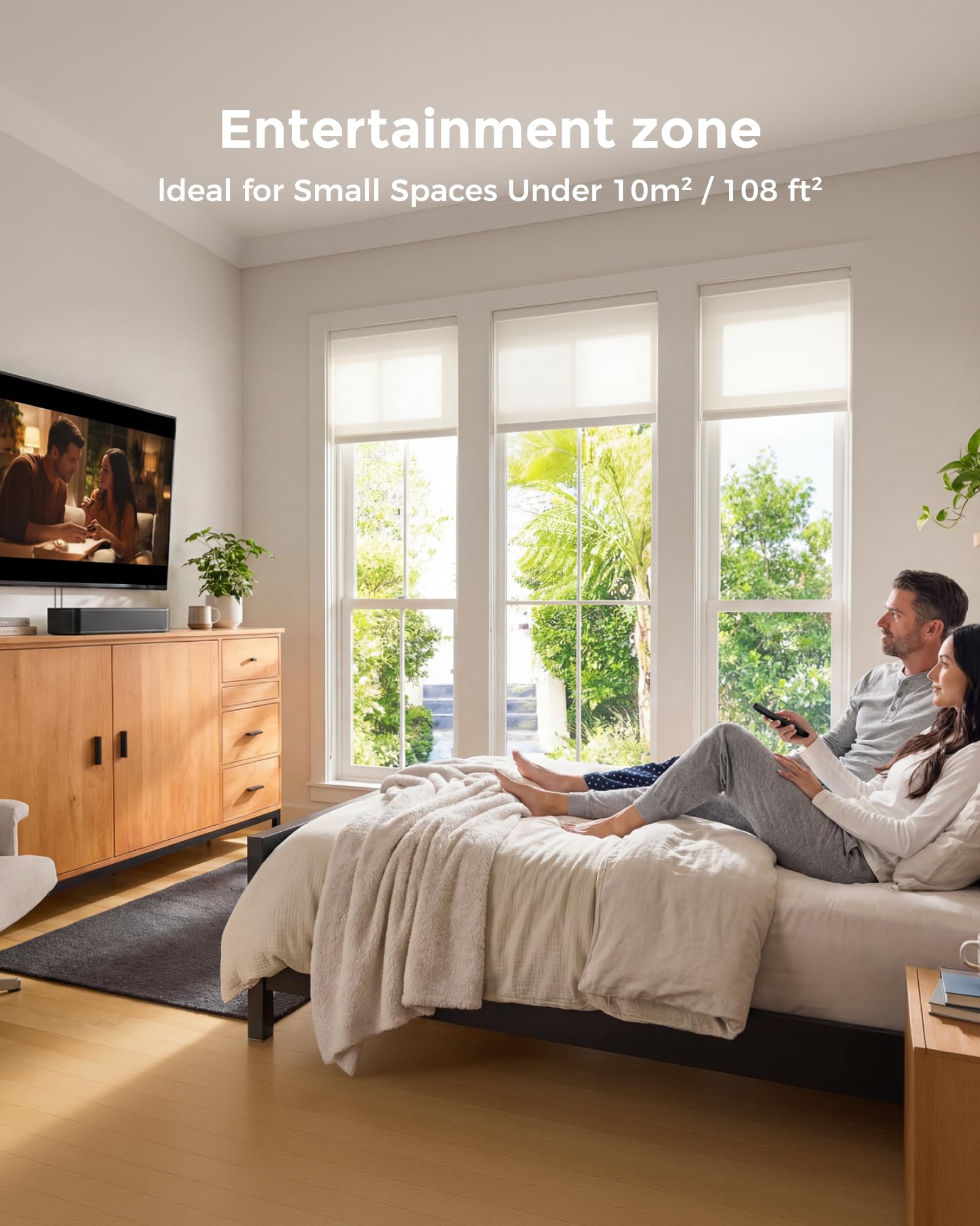 ULTIMEA sound bar connected back ports showing optical, AUX, USB versatility