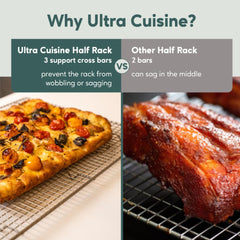 Ultra Cuisine rejilla colocada sobre bandeja half sheet para hornear parejas