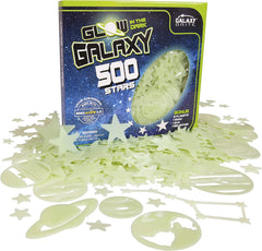 Ultra-Glow Super Stars Narwhal Novelties frontal del paquete con 500 piezas, fácil identificación