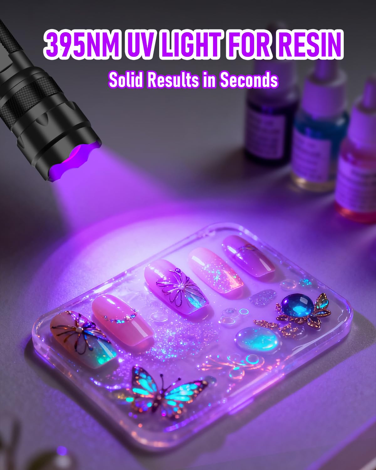 ULTRAFIRE haz UV zoomable iluminando área para curado de resina, precisión