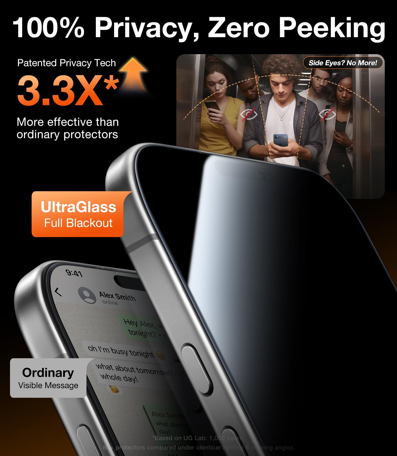 UltraGlass detailed 3D curved edge fitting iPhone 15 Pro for full-edge protection