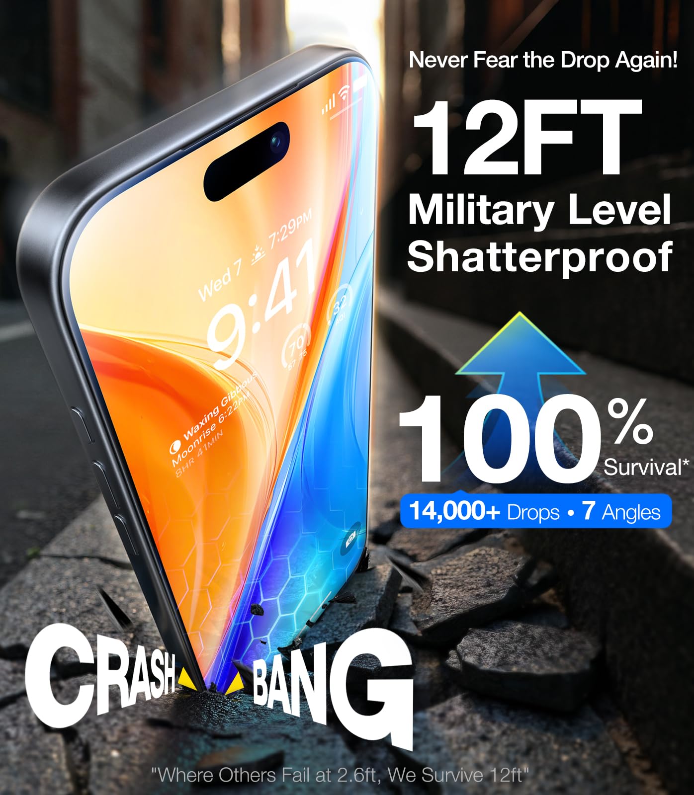 UltraGlass protector colocado en iPhone 16 Pro Max, cobertura total y discreta