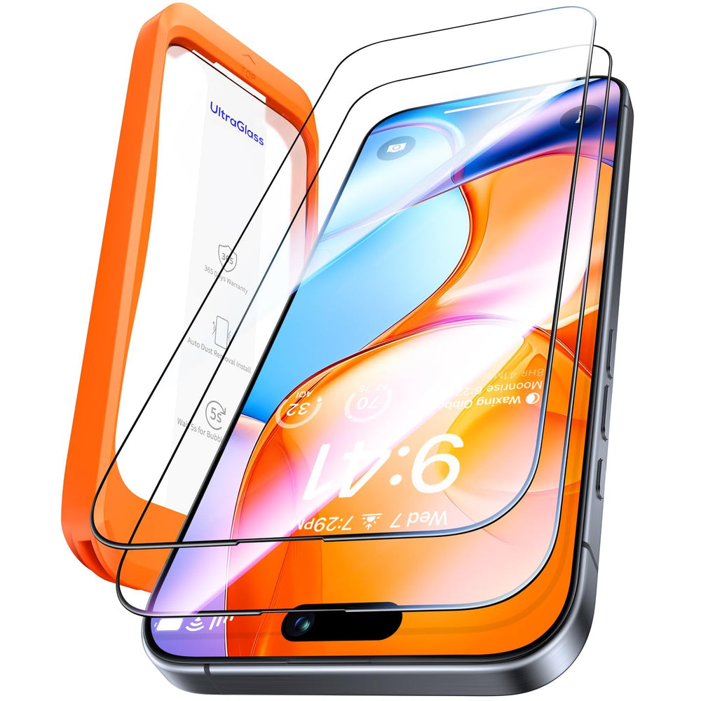 UltraGlass protector instalado mostrando apariencia casi invisible en pantalla