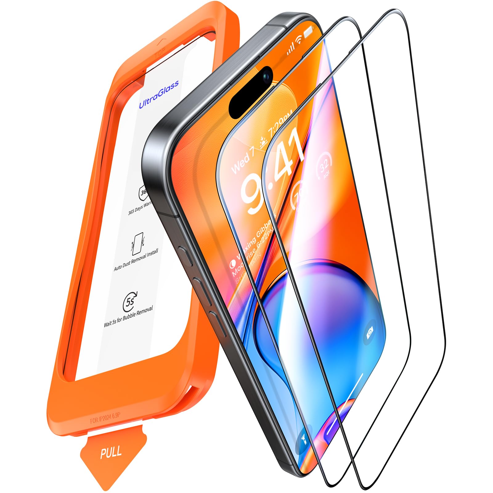 UltraGlass frontal del empaque mostrando ajuste y protección clara