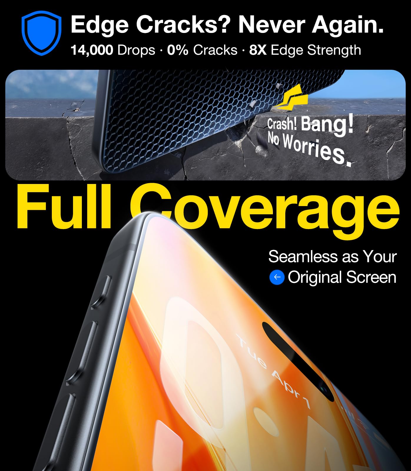 UltraGlass protector encajado perfectamente en la pantalla del iPhone