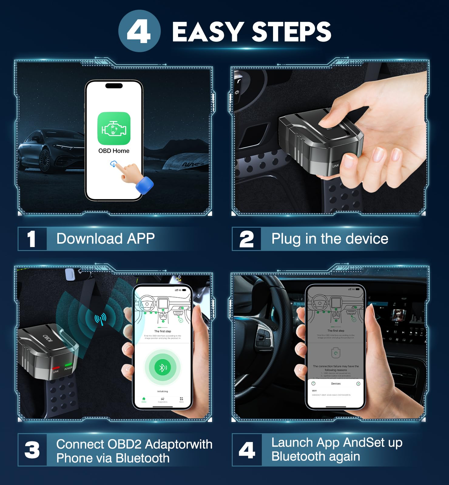 UMEIJA V011 detalle del conector OBD2 mostrando ajuste seguro