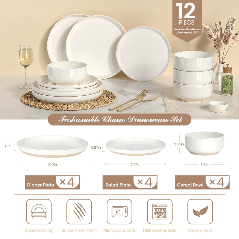 Umite Chef dinner plate top view, cream-white finish highlighting food presentation