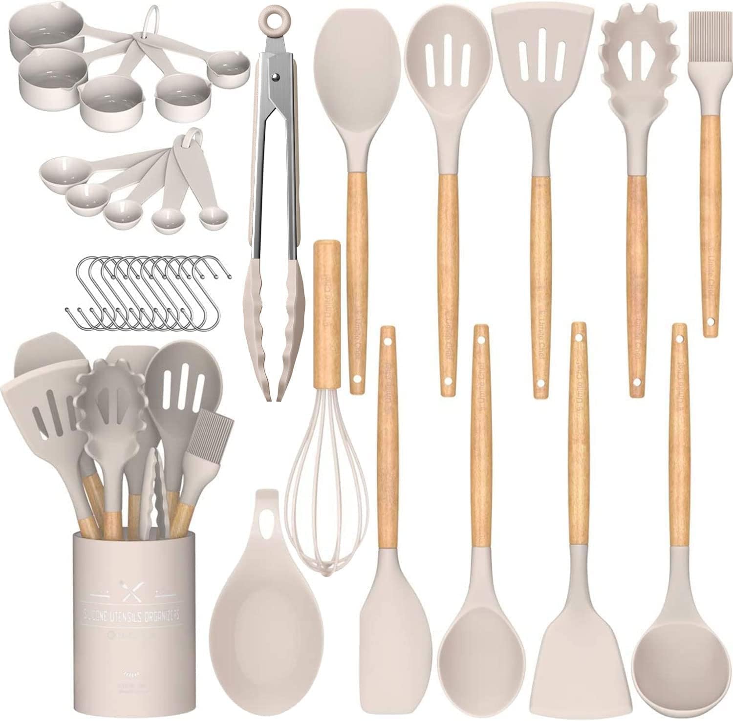 Umite Chef vista frontal del set completo mostrando 33 piezas y soporte