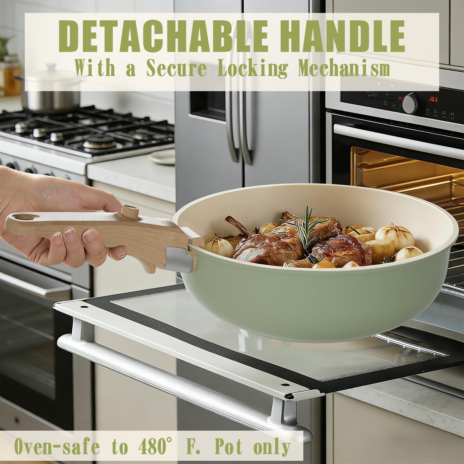 Umite Chef tempered glass lids and airtight storage lids showing monitoring and leftover storage benefit