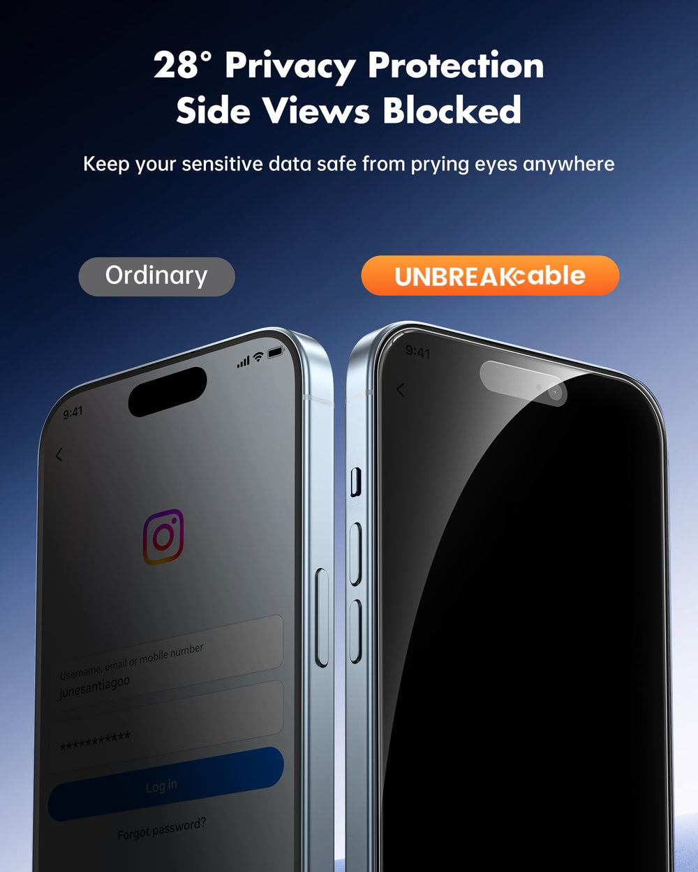 UNBREAKcable borde exacto mostrando ajuste y compatibilidad con fundas